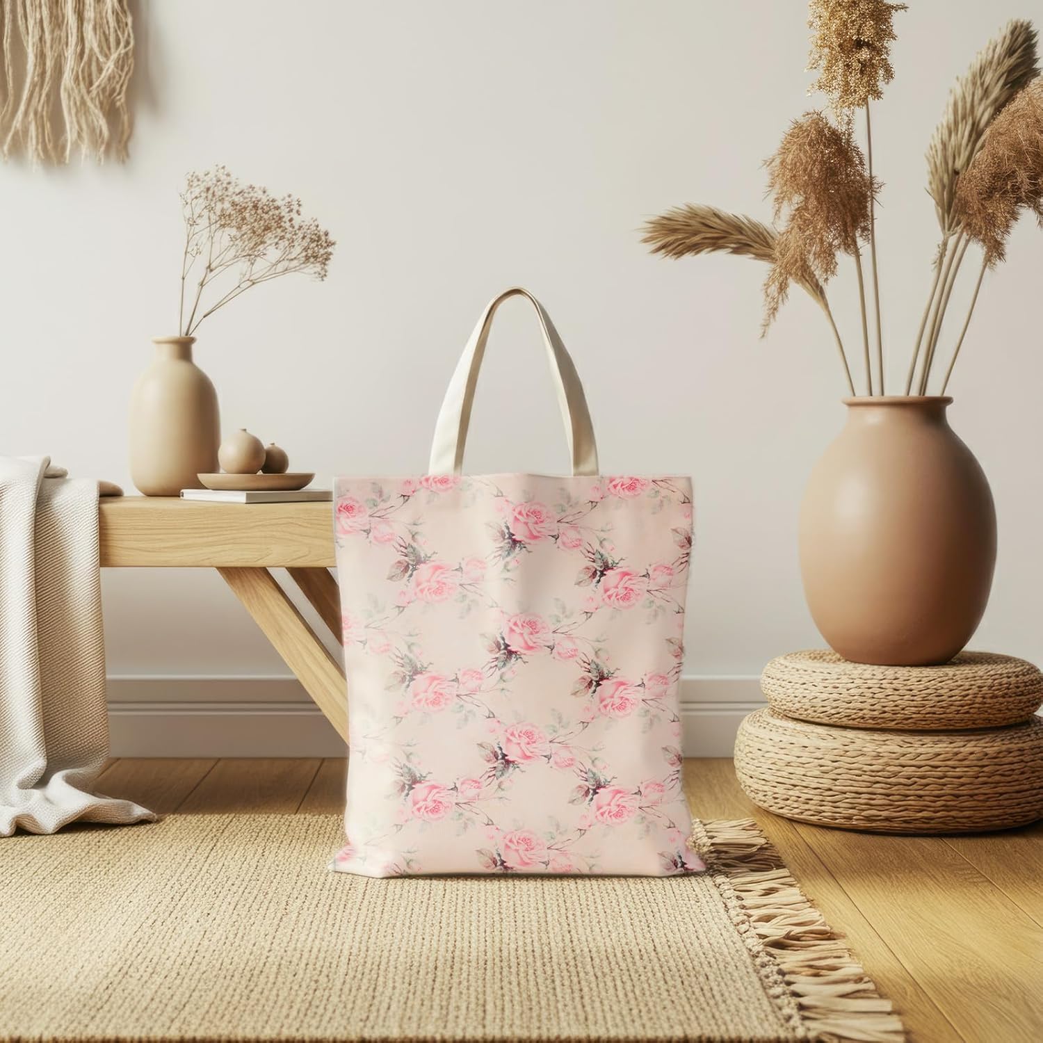 12 Pieces Floral Cotton Fabric Bundle, 18 X 22 Inch Pink Rose Flower Quilting Square Fabric Retro Printed Fat Quarters Patchwork Sewing Fabrics for DIY Crafts Handmade Sewing Home Party Decor